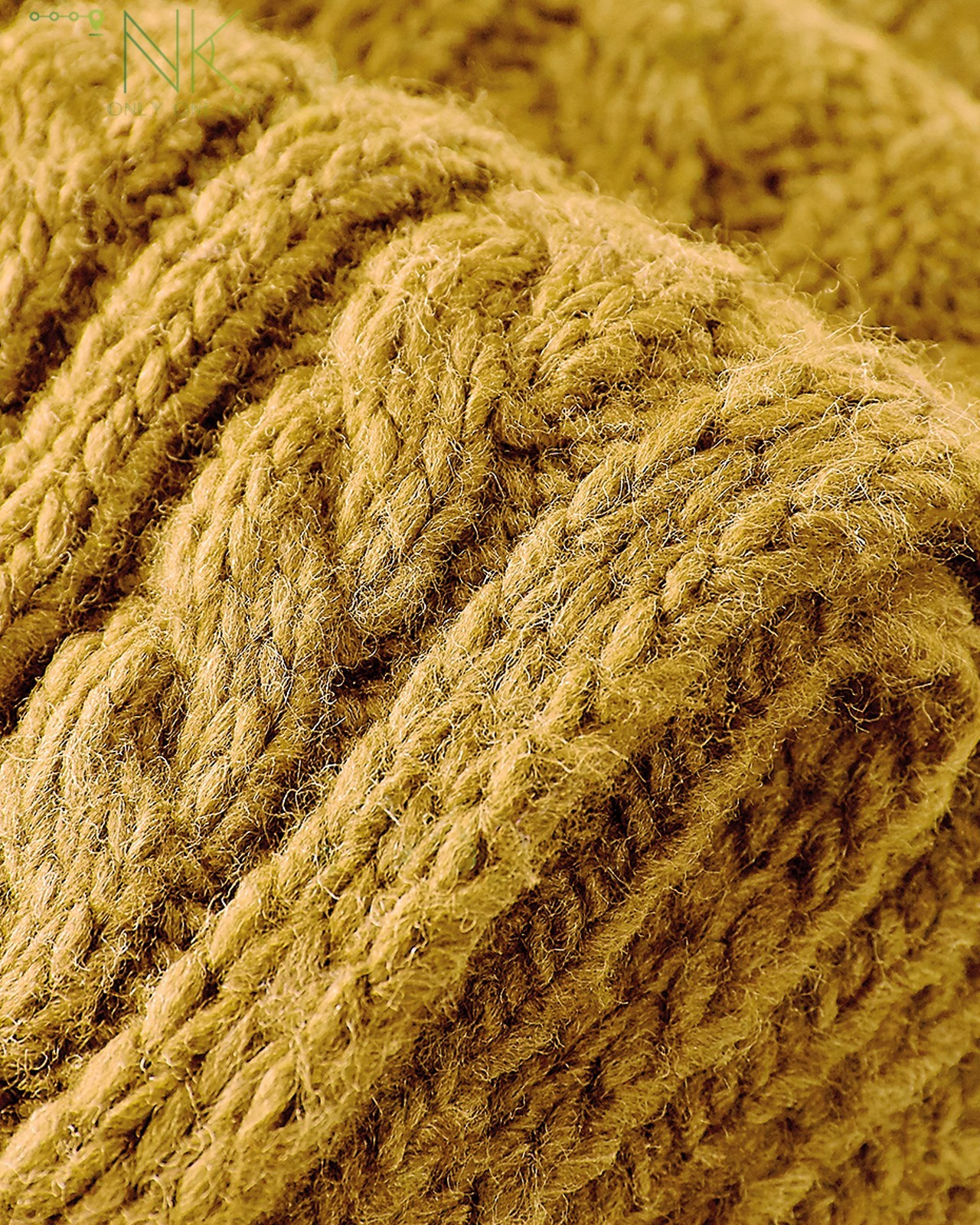 Женский шарф плетение косичка Mustard