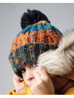 Детская шапка Pom Orange/Blue