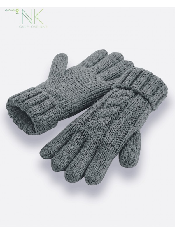Women`s Cable Knit Gloves Gray