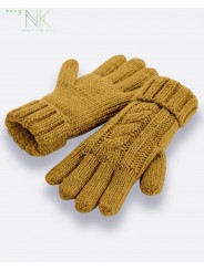 Women`s Cable Knit Gloves Mustard